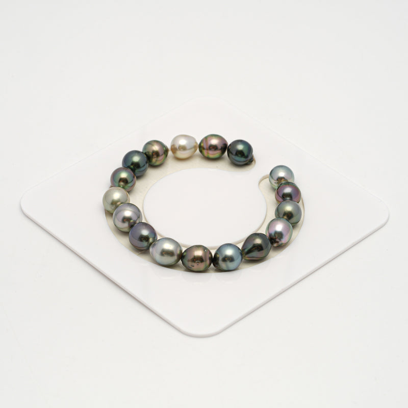 17pcs "High Luster" Multicolor 9-10mm - SB AAA/AA Quality Tahitian Pearl Bracelet BR2202 HL3