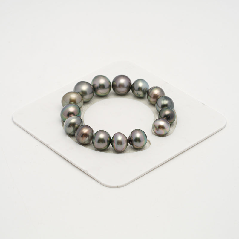 15pcs Multicolor 10-13mm - NR/BT AA Quality Tahitian Pearl Bracelet BR2172 THMIX2