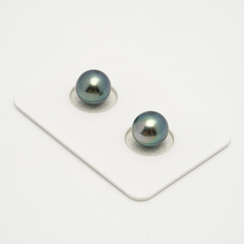 2pcs "High Luster" Sky Blue 9.2mm - NR AAA/AA Quality Tahitian Pearl Pair ER1572 OR10