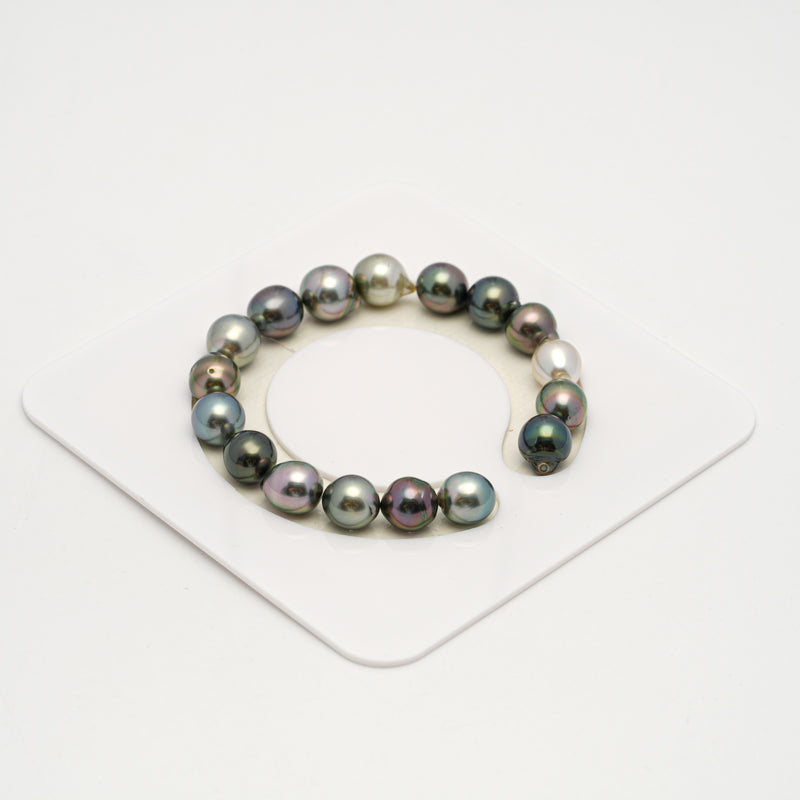 17pcs "High Luster" Multicolor 9-10mm - SB AAA/AA Quality Tahitian Pearl Bracelet BR2202 HL3