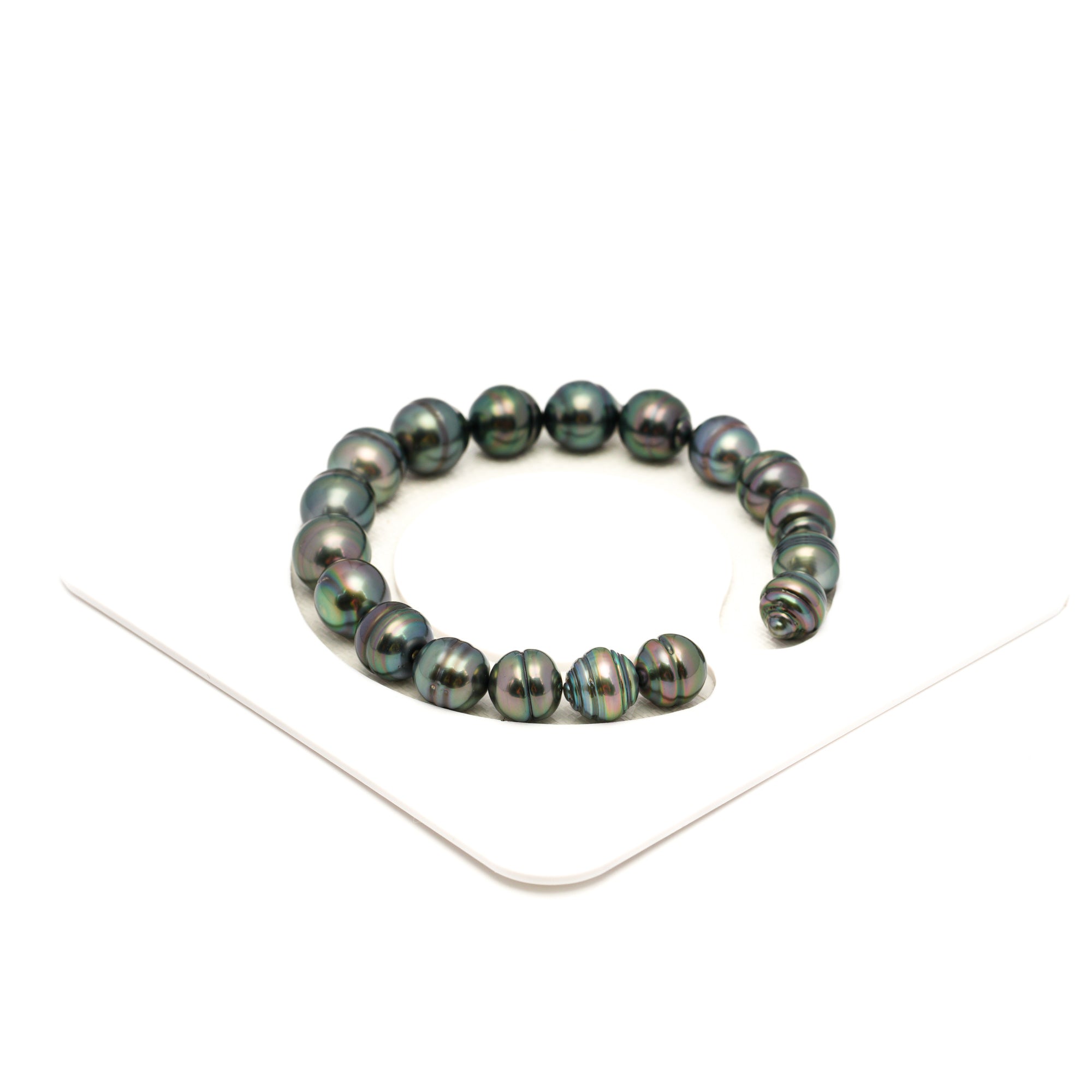18pcs Green 8-10mm - CL/SB AAA Quality Tahitian Pearl Bracelet BR2372 TH5