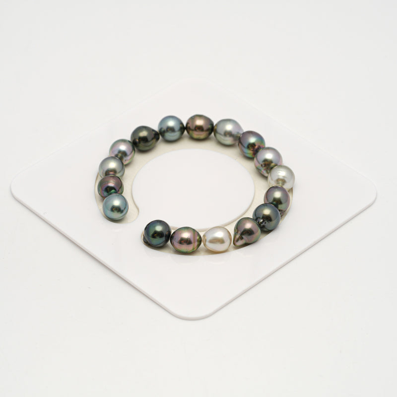 17pcs "High Luster" Multicolor 9-10mm - SB AAA/AA Quality Tahitian Pearl Bracelet BR2202 HL3