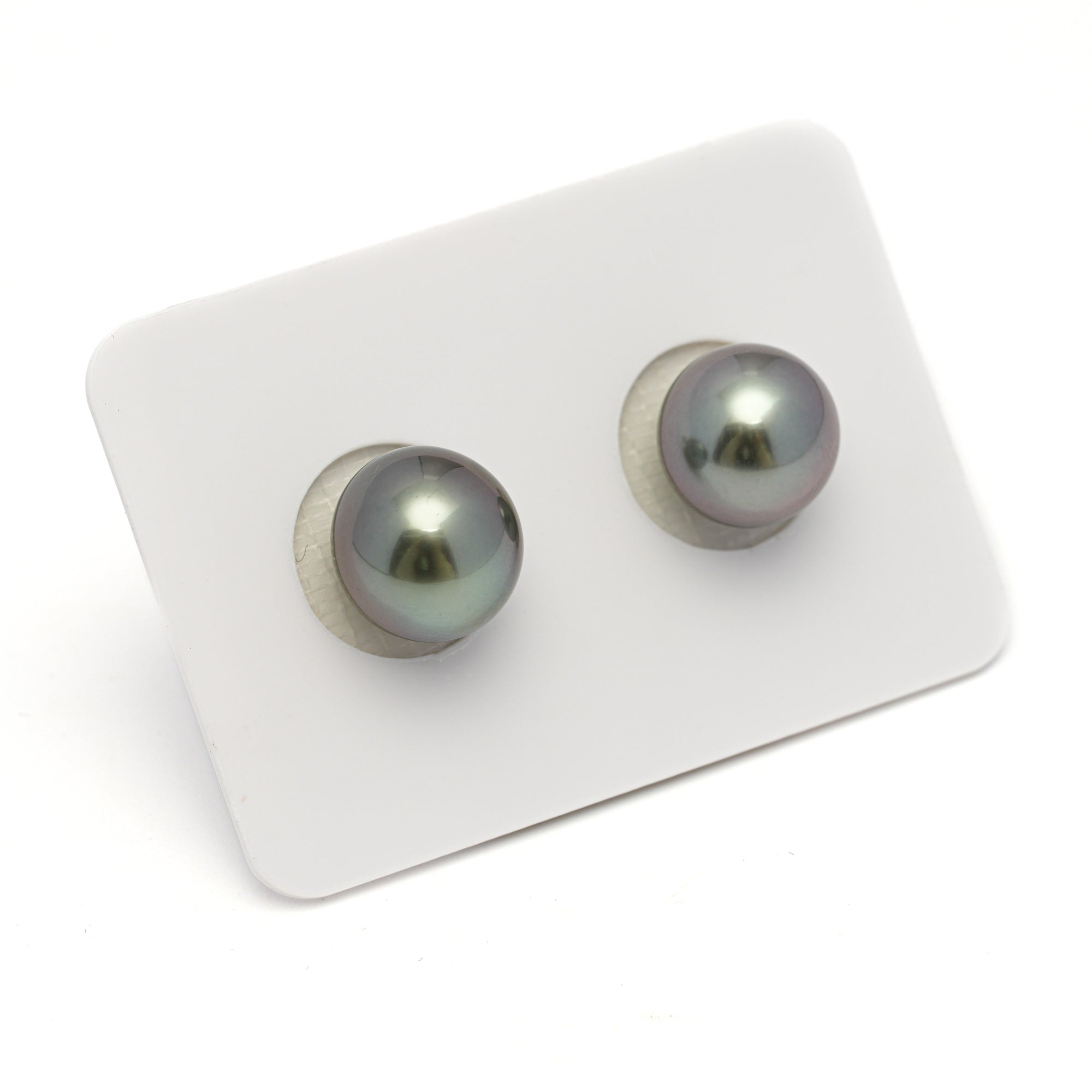 2pcs "High Luster" Green Cherry 10.4-10.6mm - SR/OV TOP Quality Tahitian Pearl Pair ER1691 OR11