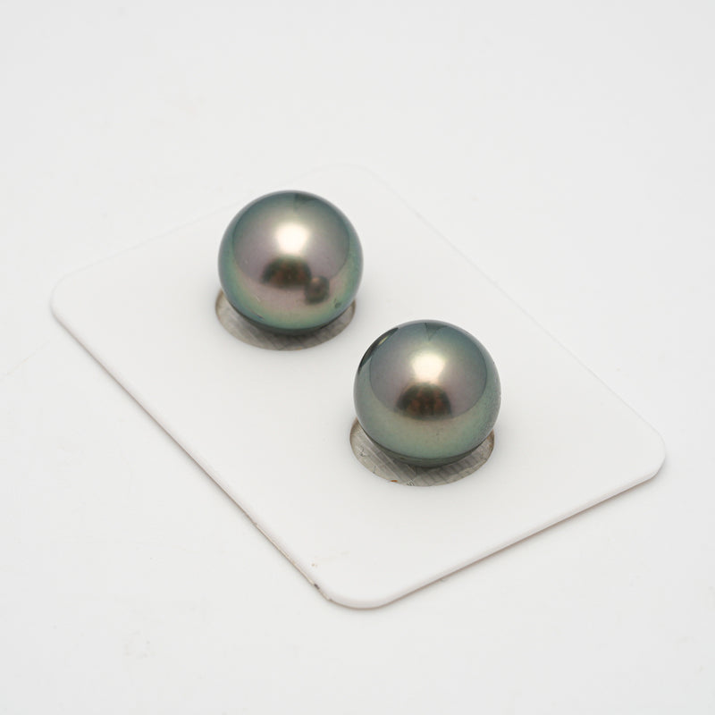 2pcs Green 12.2-12.3mm - RSR AAA/AA Quality Tahitian Pearl Pair ER1493 TH2