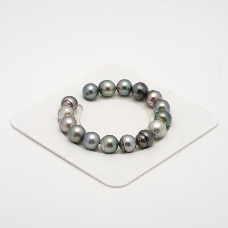 16pcs Multicolor 11mm - SB AAA/AA Quality Tahitian Pearl Bracelet BR2142 THMIX2.6