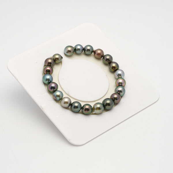 21pcs "High Luster" Multicolor 8-10mm - SB AA/AAA Quality Tahitian Pearl Bracelet BR2203 HL3