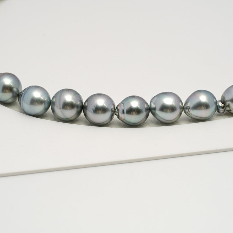 39pcs "High Luster" Light Blue 8-11mm - SB AAA/AA Quality Tahitian Pearl Necklace NL1604 HL3