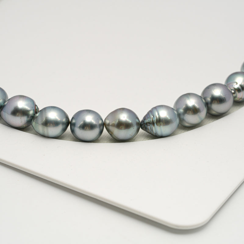 39pcs "High Luster" Light Blue 8-11mm - SB AAA/AA Quality Tahitian Pearl Necklace NL1604 HL3