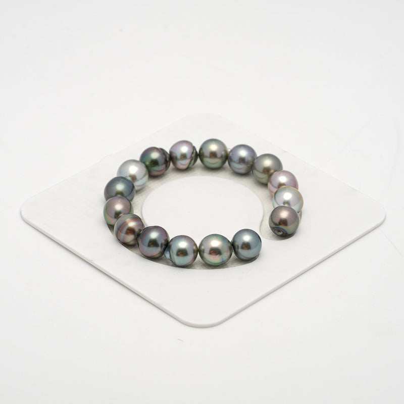 16pcs Multicolor 11mm - SB AAA/AA Quality Tahitian Pearl Bracelet BR2142 THMIX2.6