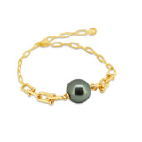 "CHAINY G" 925 Sterling Silver Tahitian Pearl Bracelet. ref:SHM946 CMP1