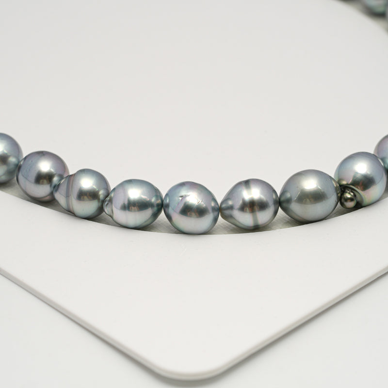 39pcs "High Luster" Light Blue 8-11mm - SB AAA/AA Quality Tahitian Pearl Necklace NL1604 HL3