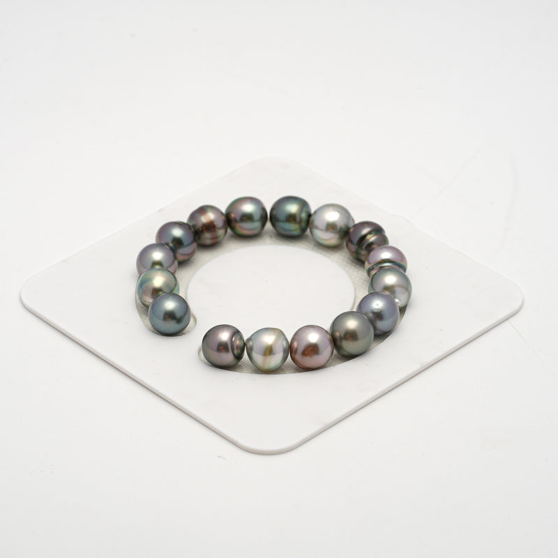 16pcs Multicolor 11mm - SB AAA/AA Quality Tahitian Pearl Bracelet BR2142 THMIX2.6