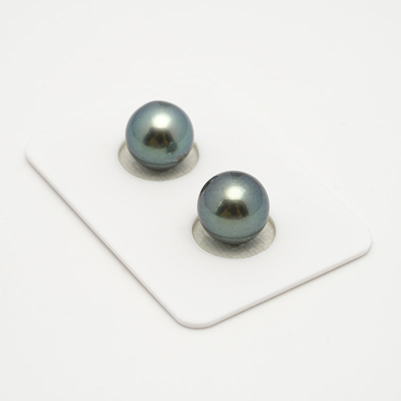 2pcs "High Luster" Sky Blue 10.6-10.7mm - SR AAA/AA Quality Tahitian Pearl Pair ER1573 OR10