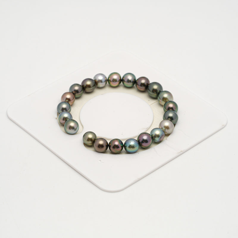 21pcs "High Luster" Multicolor 8-10mm - SB AA/AAA Quality Tahitian Pearl Bracelet BR2203 HL3