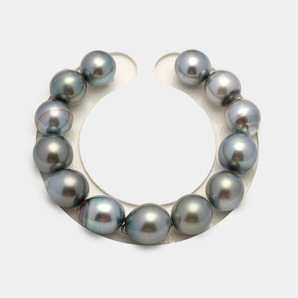 13pcs Gray 12-13mm - SB AAA Quality Tahitian Pearl Bracelet BR2143 THMIX2.6