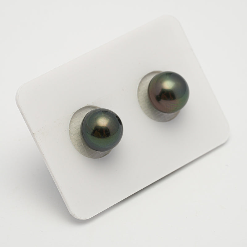 2pcs Dark Green 9.9mm - SR AAA/AA Quality Tahitian Pearl Pair ER1574 OR6