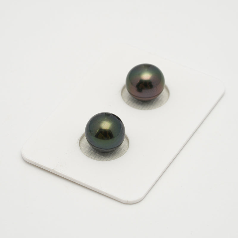 2pcs Dark Green 9.9mm - SR AAA/AA Quality Tahitian Pearl Pair ER1574 OR6