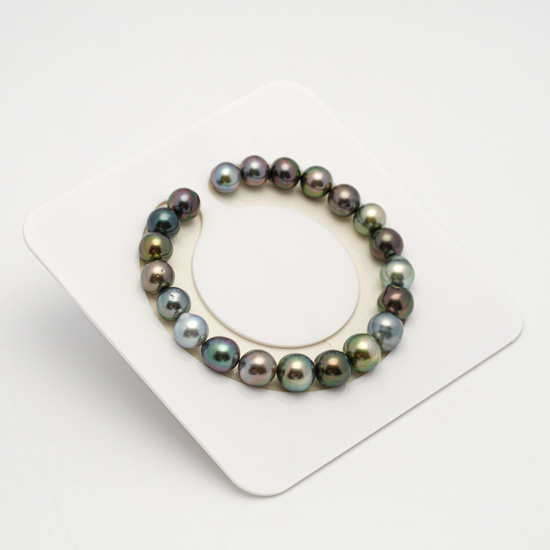 21pcs "Top Luster" Multicolor 8-10mm - SB/NR AAA Quality Tahitian Pearl Bracelet BR2204 HL3