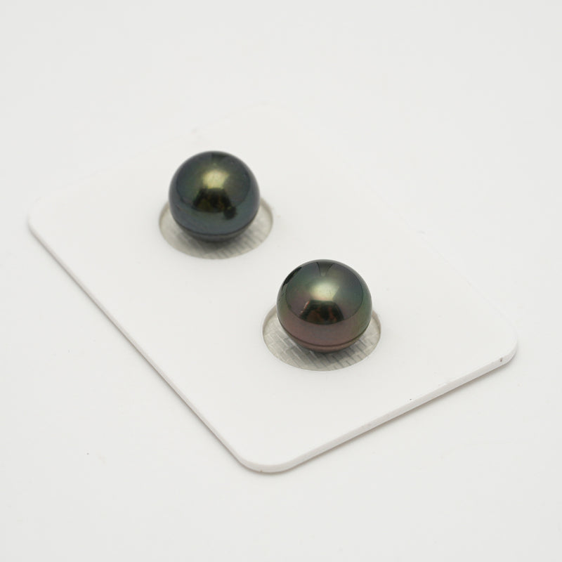 2pcs Dark Green 9.9mm - SR AAA/AA Quality Tahitian Pearl Pair ER1574 OR6