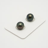 2pcs Dark Green 9.9mm - SR AAA/AA Quality Tahitian Pearl Pair ER1574 OR6