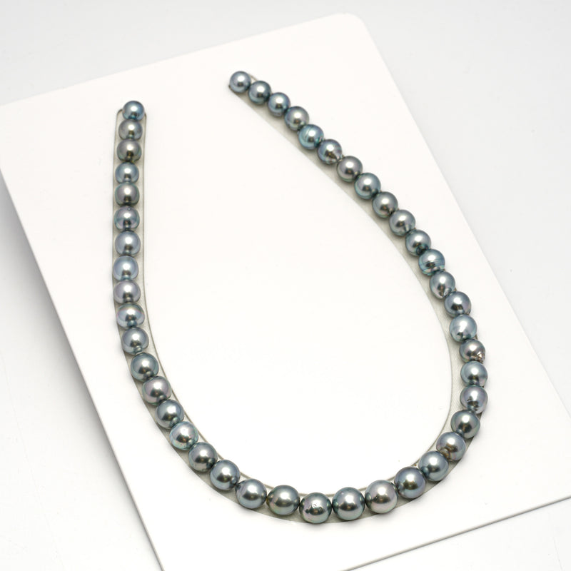 44pcs "High Luster" Sky Blue 8-11mm - SB AAA/AA Quality Tahitian Pearl Necklace NL1605 HL3