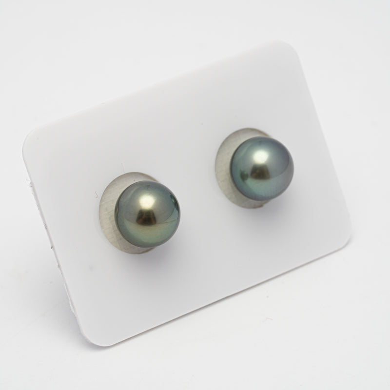 2pcs Light Green 9.7-9.8mm - RSR AAA/AA Quality Tahitian Pearl Pair ER1434