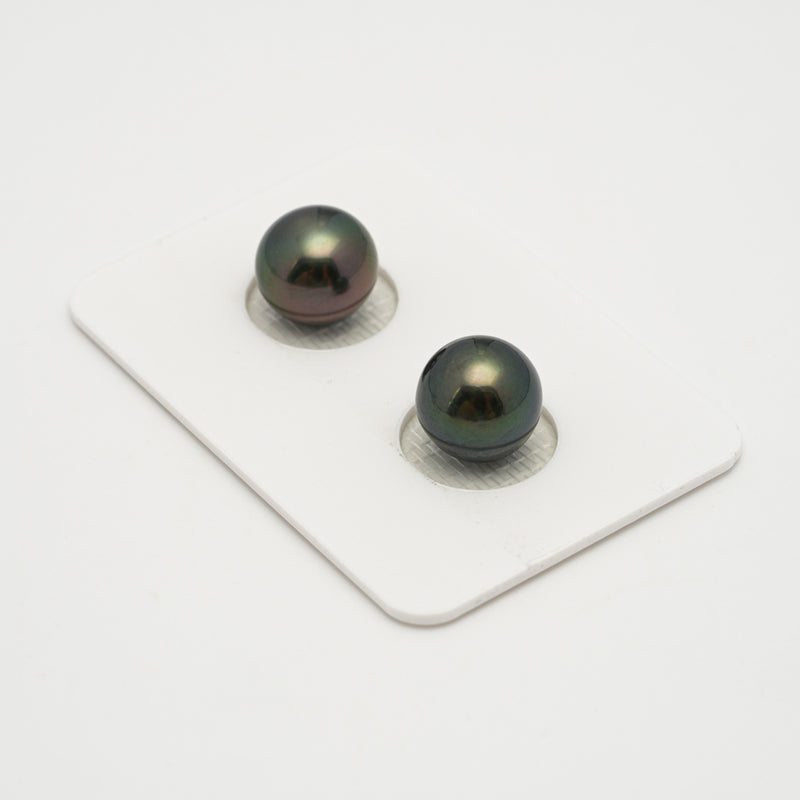 2pcs Dark Green 9.9mm - SR AAA/AA Quality Tahitian Pearl Pair ER1574 OR6