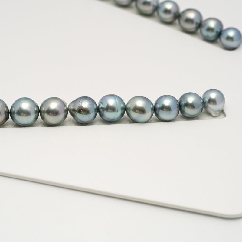 44pcs "High Luster" Sky Blue 8-11mm - SB AAA/AA Quality Tahitian Pearl Necklace NL1605 HL3