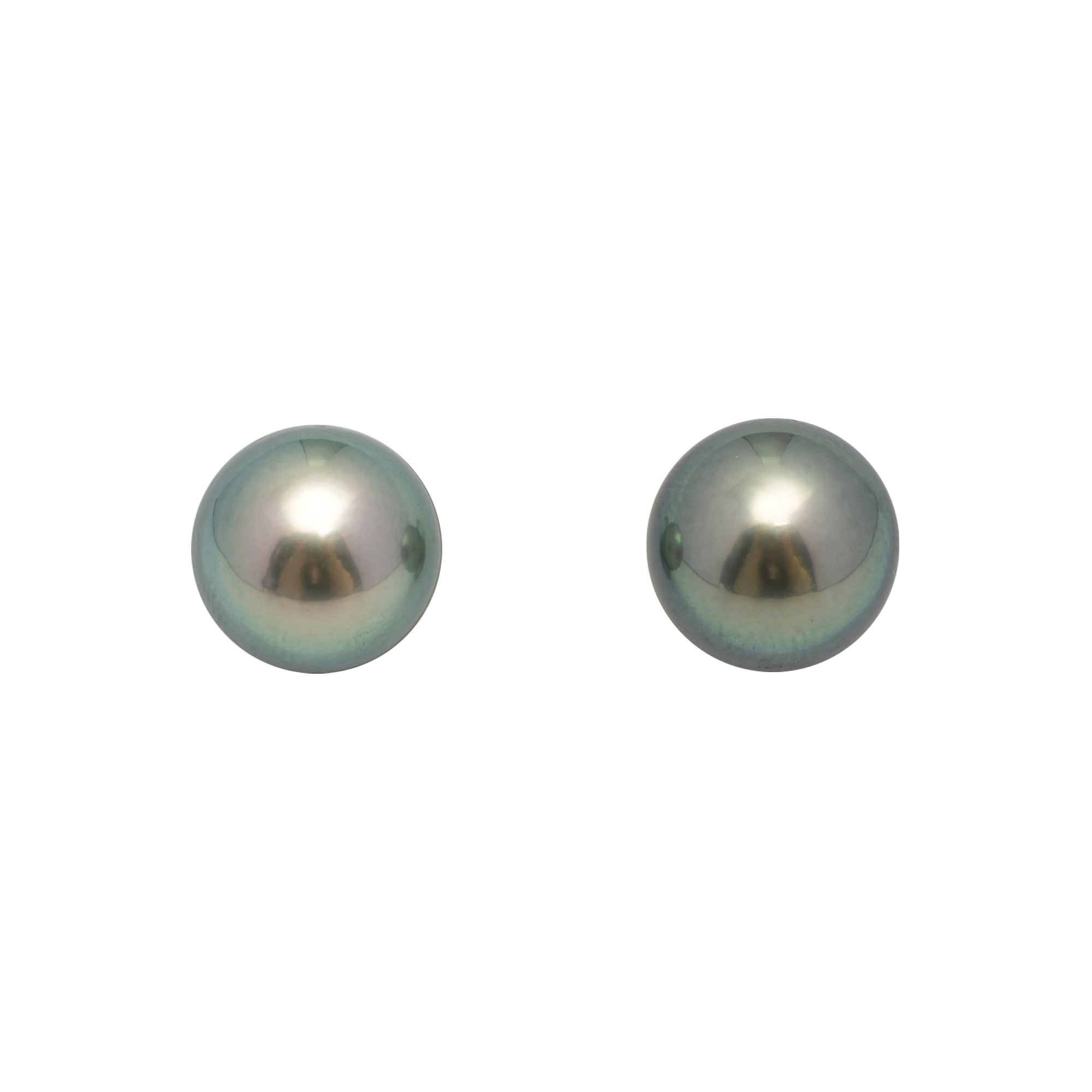 2pcs "High Luster" Green 10.1-10.3mm - SR/NR AAA/TOP Quality Tahitian Pearl Pair ER1693 OR11