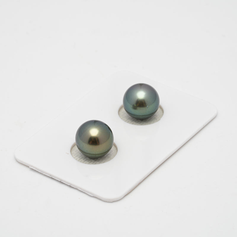 2pcs Light Green 9.7-9.8mm - RSR AAA/AA Quality Tahitian Pearl Pair ER1434