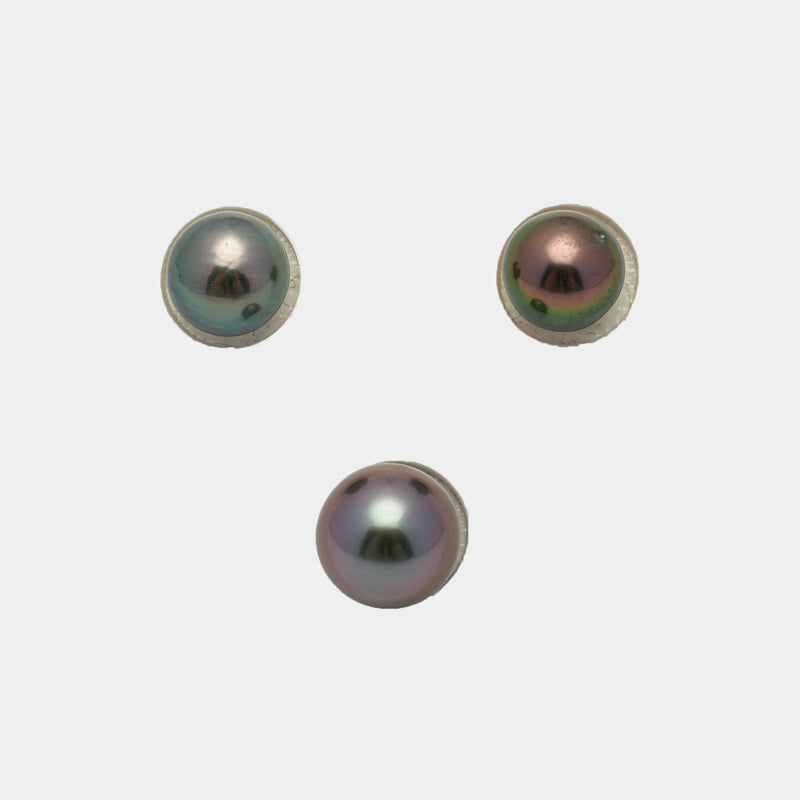 3pcs Multicolor 9-10.7mm - SR/NR AAA/AA Quality Tahitian Pearl Trio Set ER1256 TH1