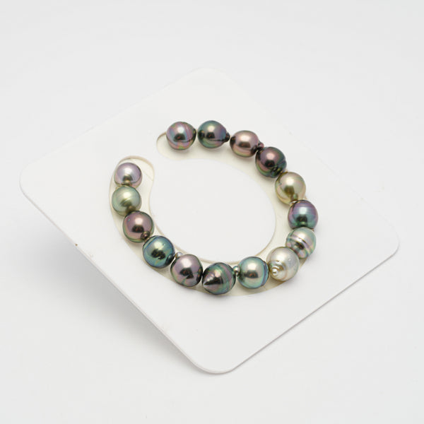 15pcs "Top Luster" Multicolor 9-11mm - CL/SB AAA Quality Tahitian Pearl Bracelet BR2108 OR8