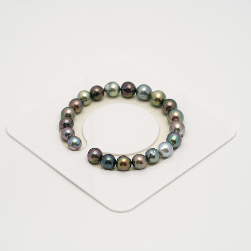 21pcs "Top Luster" Multicolor 8-10mm - SB/NR AAA Quality Tahitian Pearl Bracelet BR2204 HL3