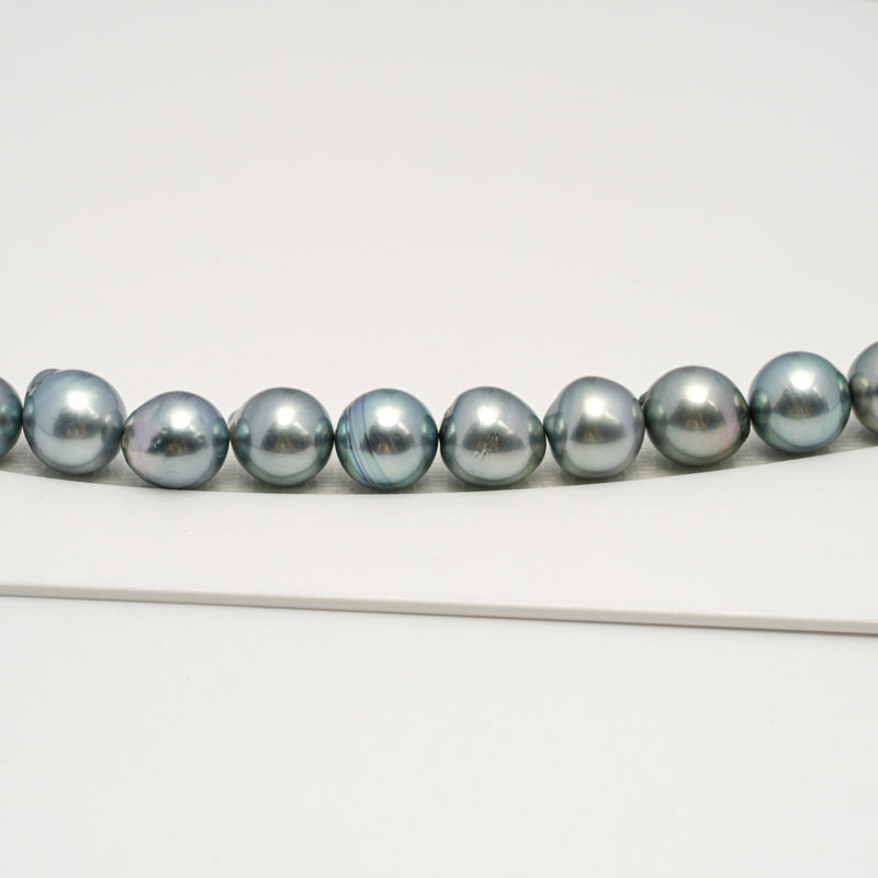 44pcs "High Luster" Sky Blue 8-11mm - SB AAA/AA Quality Tahitian Pearl Necklace NL1605 HL3