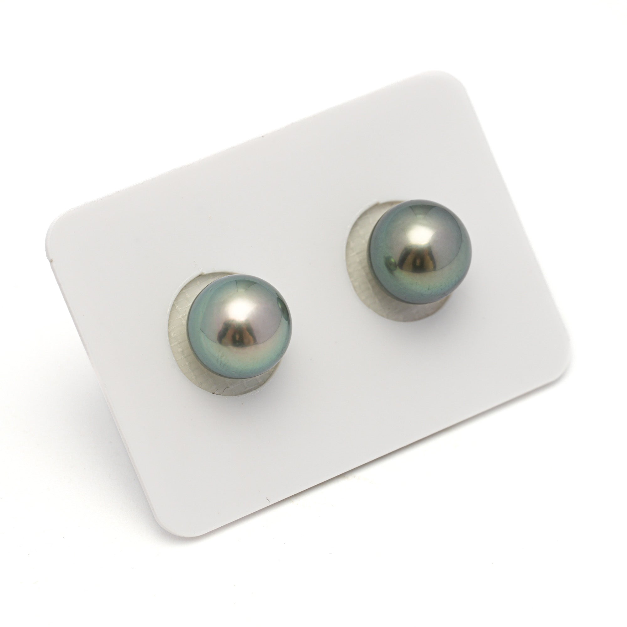 2pcs "High Luster" Green 10.1-10.3mm - SR/NR AAA/TOP Quality Tahitian Pearl Pair ER1693 OR11