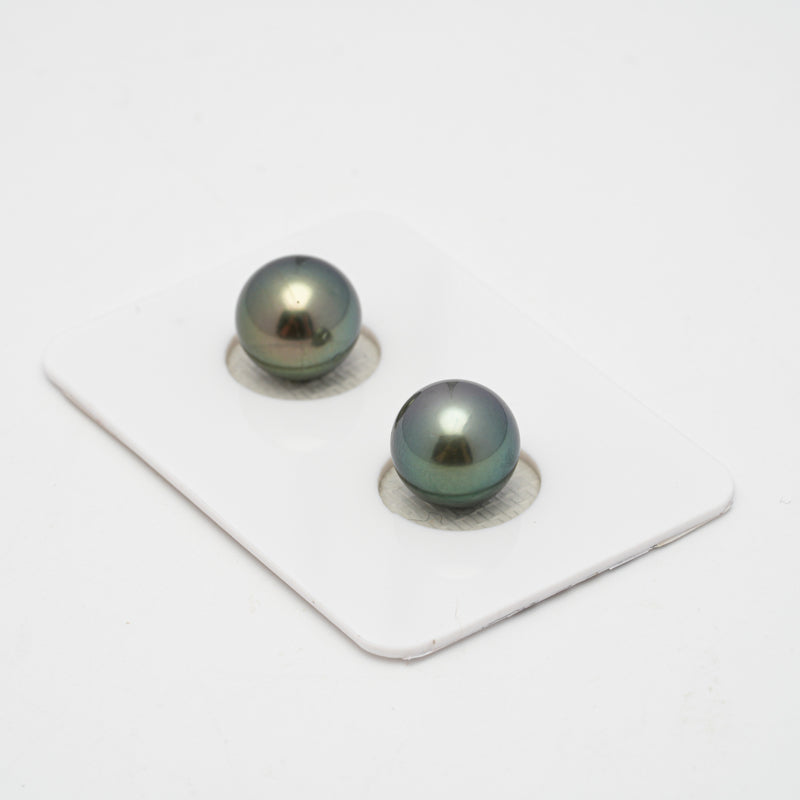 2pcs Light Green 9.7-9.8mm - RSR AAA/AA Quality Tahitian Pearl Pair ER1434