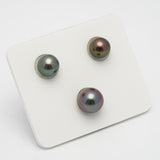 3pcs Multicolor 9-10.7mm - SR/NR AAA/AA Quality Tahitian Pearl Trio Set ER1256 TH1