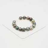 15pcs "Top Luster" Multicolor 9-11mm - CL/SB AAA Quality Tahitian Pearl Bracelet BR2108 OR8