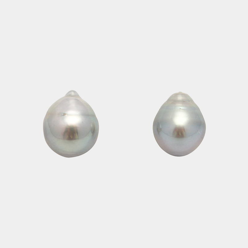 2pcs Silver Gray 9-9.5mm - SB AAA Quality Tahitian Pearl Pair ER1586 HL3