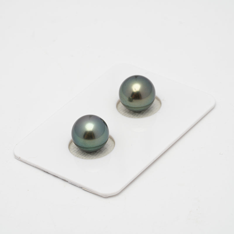 2pcs Light Green 9.7-9.8mm - RSR AAA/AA Quality Tahitian Pearl Pair ER1434