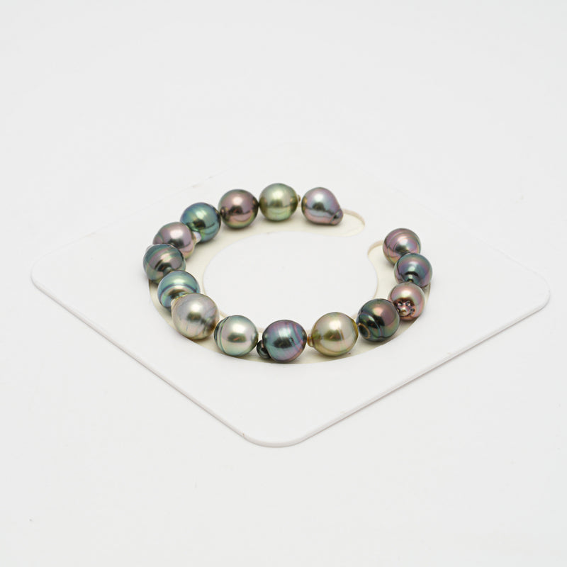 15pcs "Top Luster" Multicolor 9-11mm - CL/SB AAA Quality Tahitian Pearl Bracelet BR2108 OR8