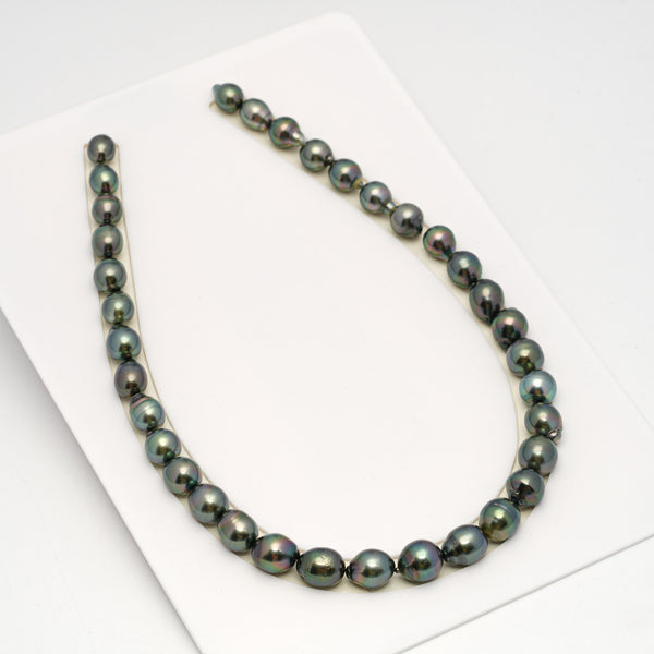 35pcs Green 9-12mm - SB AAA/AA Quality Tahitian Pearl Necklace NL1619 HL3