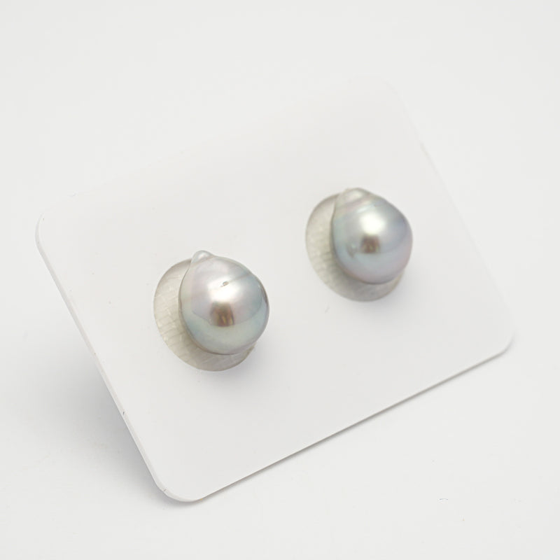 2pcs Silver Gray 9-9.5mm - SB AAA Quality Tahitian Pearl Pair ER1586 HL3