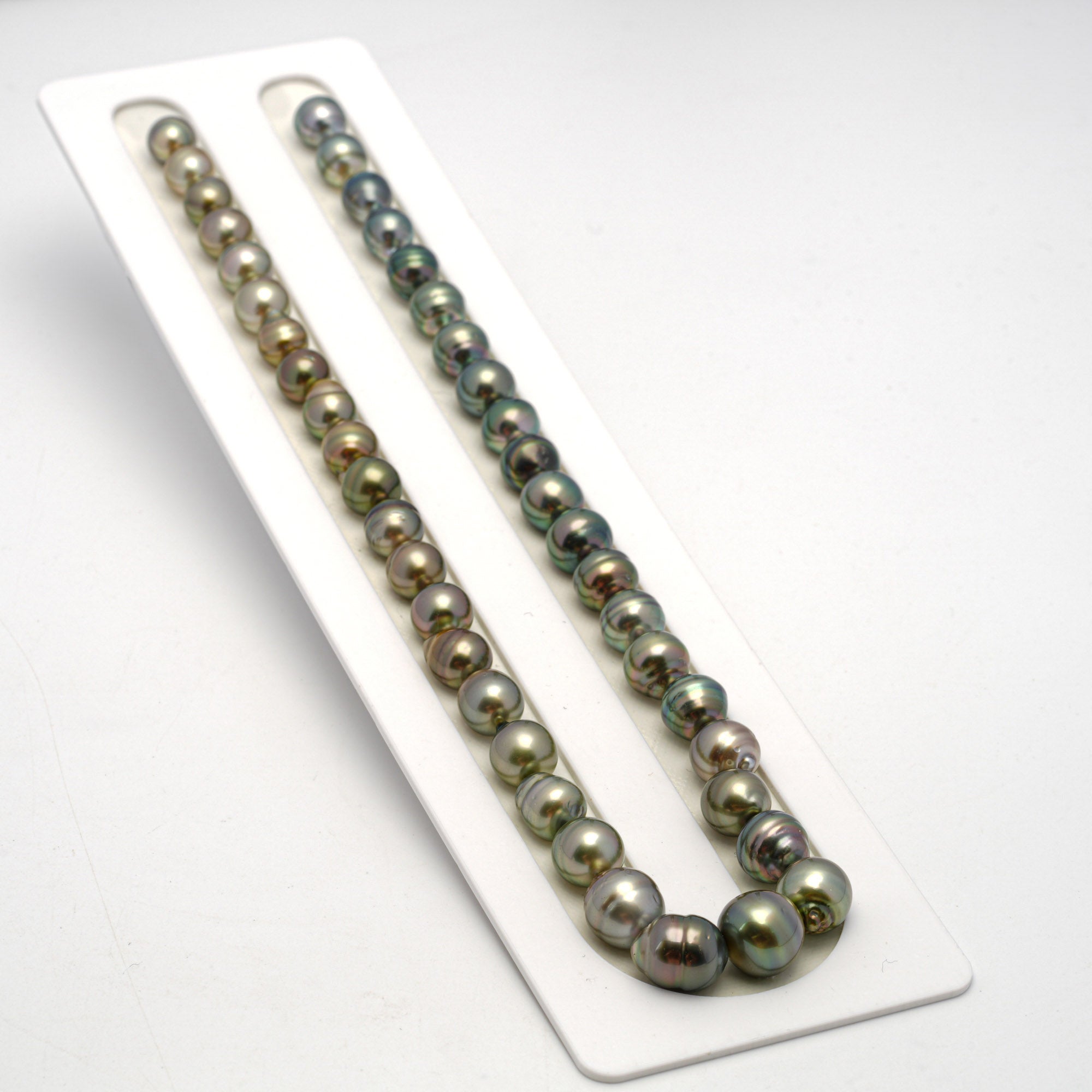 42pcs "High Luster" Green Mix 8-12mm - SB AAA/AA Quality Tahitian Pearl Necklace NL1494 THMIX1