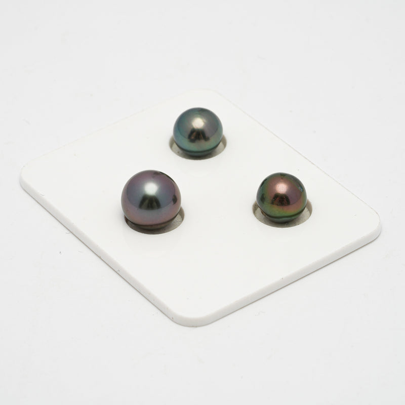 3pcs Multicolor 9-10.7mm - SR/NR AAA/AA Quality Tahitian Pearl Trio Set ER1256 TH1