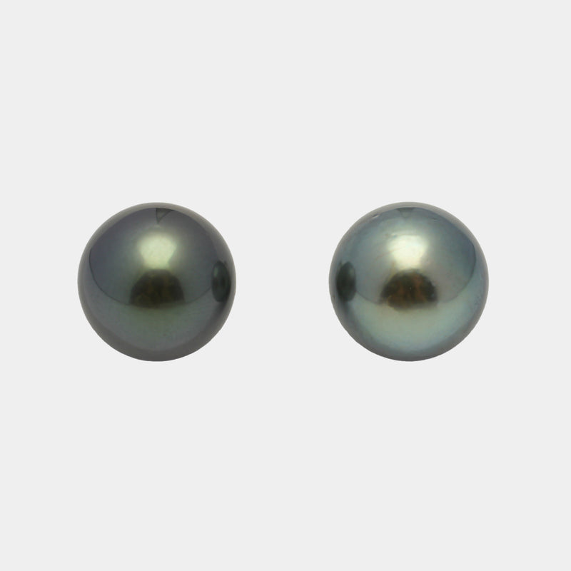 2pcs Dark Green 12.8mm - RSR AAA/AA Quality Tahitian Pearl Pair ER1496