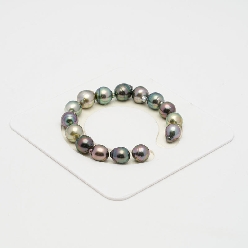 15pcs "Top Luster" Multicolor 9-11mm - CL/SB AAA Quality Tahitian Pearl Bracelet BR2108 OR8