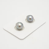 2pcs Silver Gray 9-9.5mm - SB AAA Quality Tahitian Pearl Pair ER1586 HL3