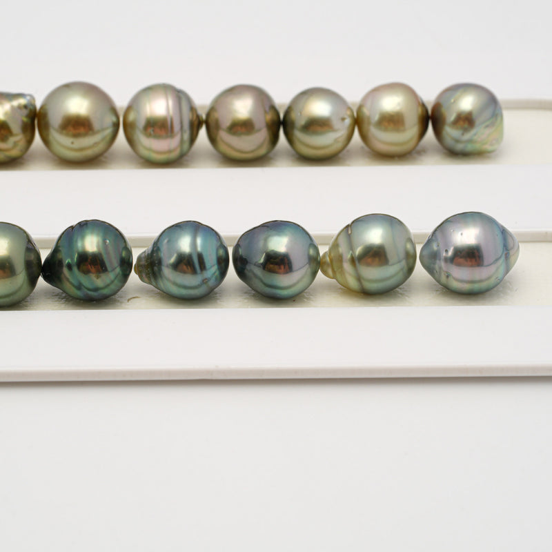 42pcs "High Luster" Green Mix 8-12mm - SB AAA/AA Quality Tahitian Pearl Necklace NL1494 THMIX1