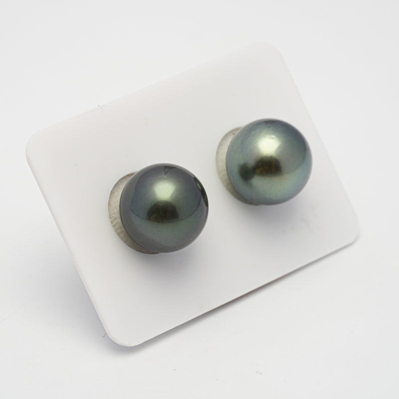 2pcs Dark Green 12.8mm - RSR AAA/AA Quality Tahitian Pearl Pair ER1496